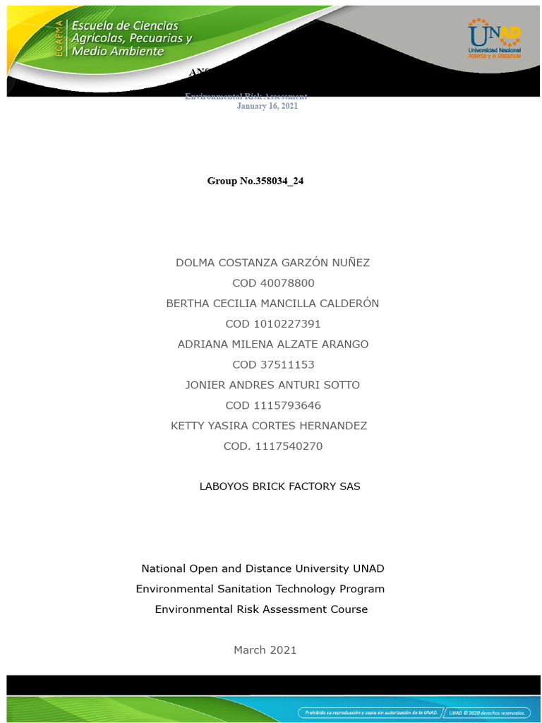 PHASE 1 - Environmental Risk Assessment. | PDF | Air Pollution ...