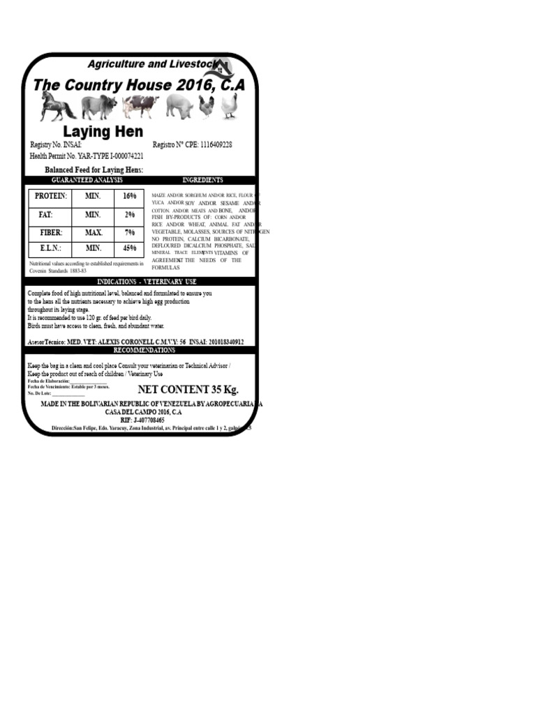Agricultural Labels The Country House | PDF | Foods | Nutrition