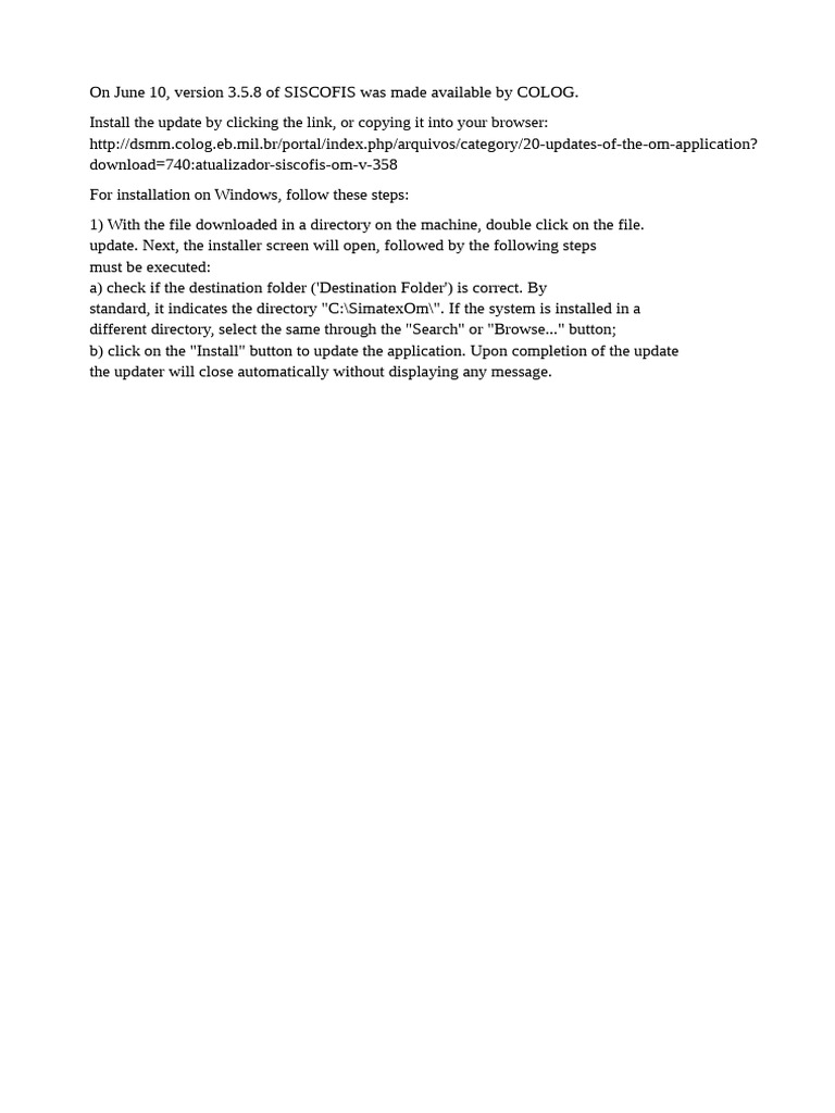 SISCOFIS Update - JUN 10 21 | PDF