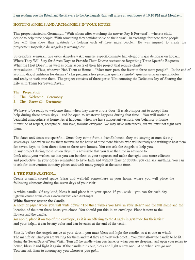 Hosting Angels and Archangels Ritual | PDF | Gabriel | Love