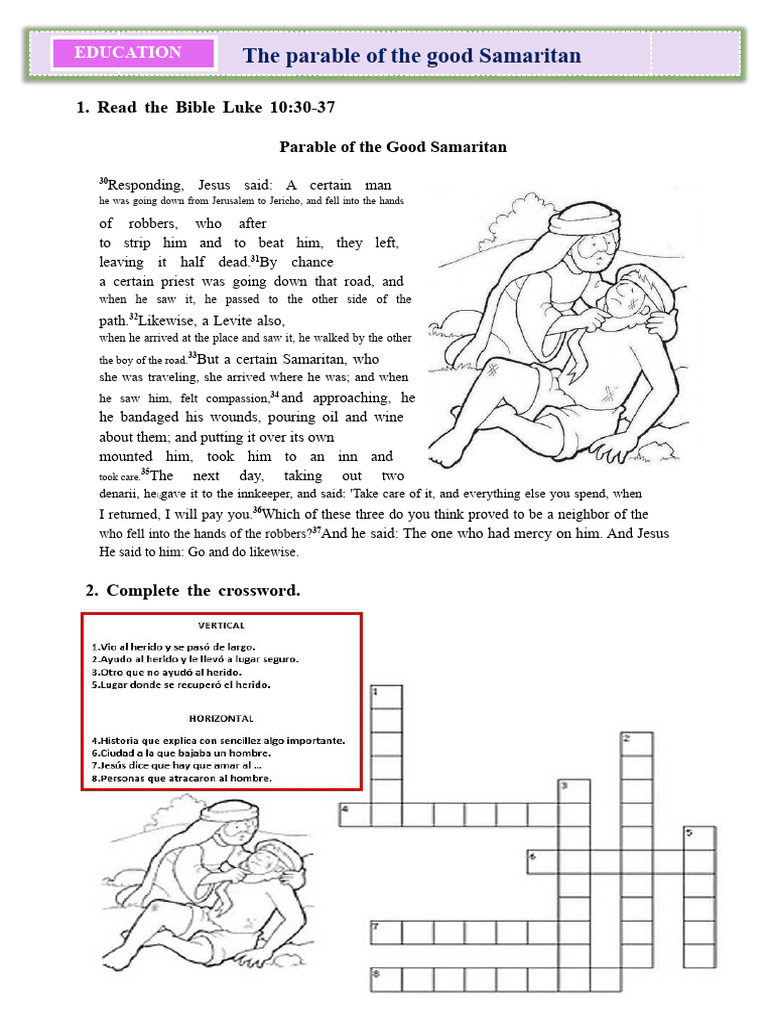 D2 A2 SHEET REL. The Parable of The Good Samaritan | PDF | Canonical ...