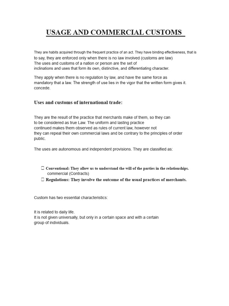 Commercial Uses and Customs | PDF | International Law | Arbitration