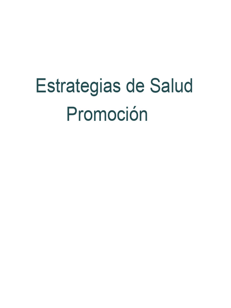 Estrategias Clave en Promoción de la Salud | PDF | Promoción de la ...