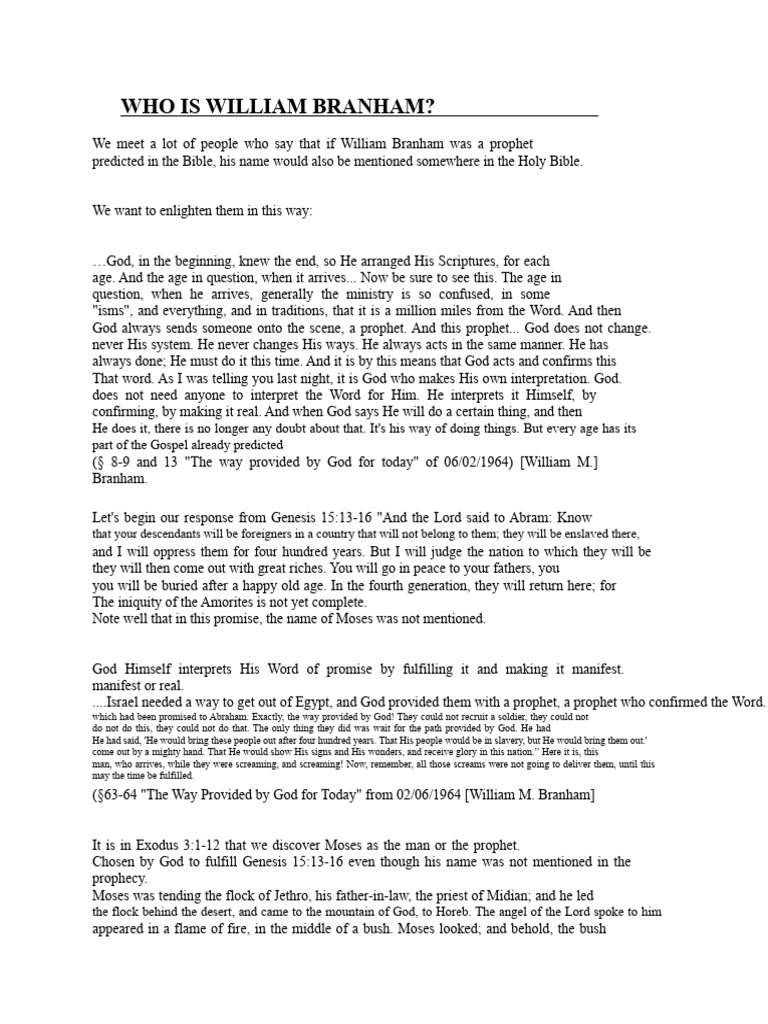 Understanding William Branham's Prophecies | PDF | Prophecy | Jesus
