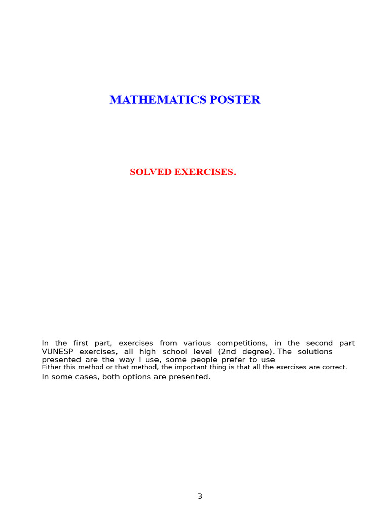 High School Math Exercises Solved | PDF | Printer (Computing) | Odds