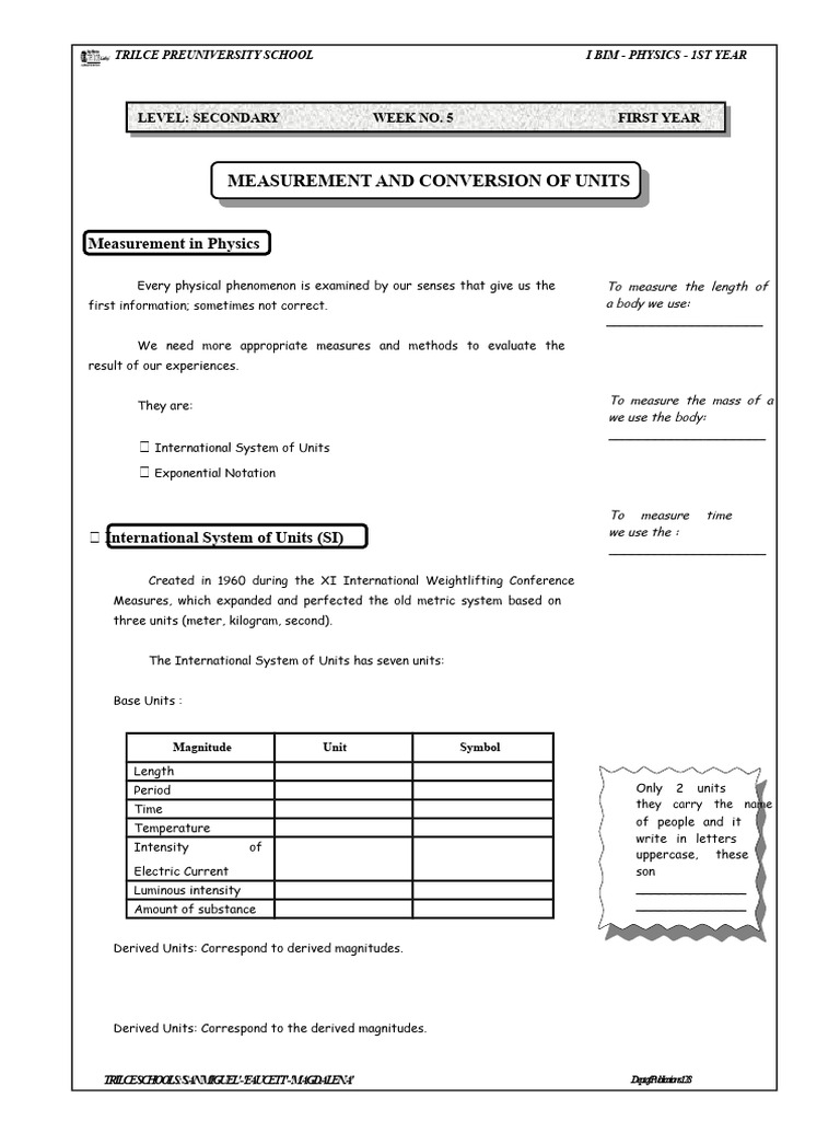 Physics Measurement and Unit Conversion Guide | PDF | International ...