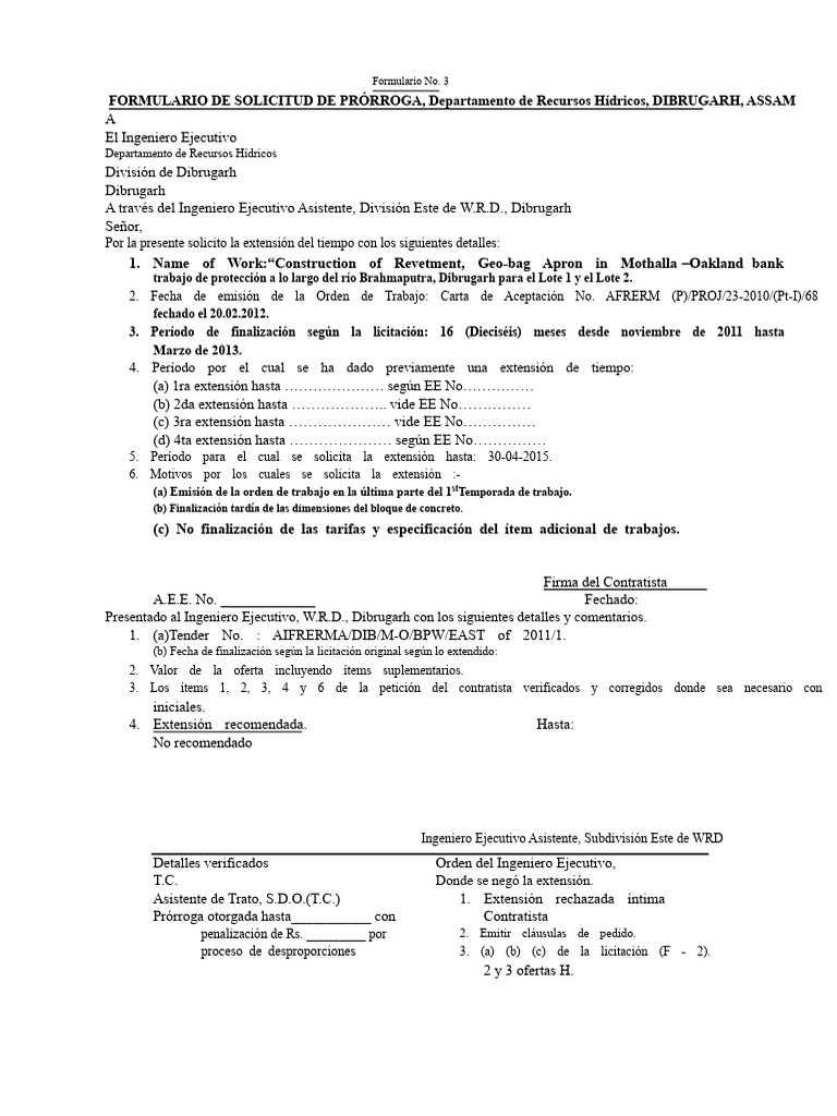 Formato de Extensión de Tiempo APWD | PDF