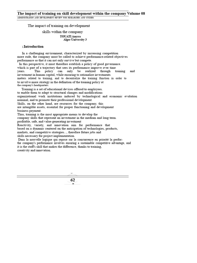 The Impact of Training On Skill Development Within The Company | PDF ...