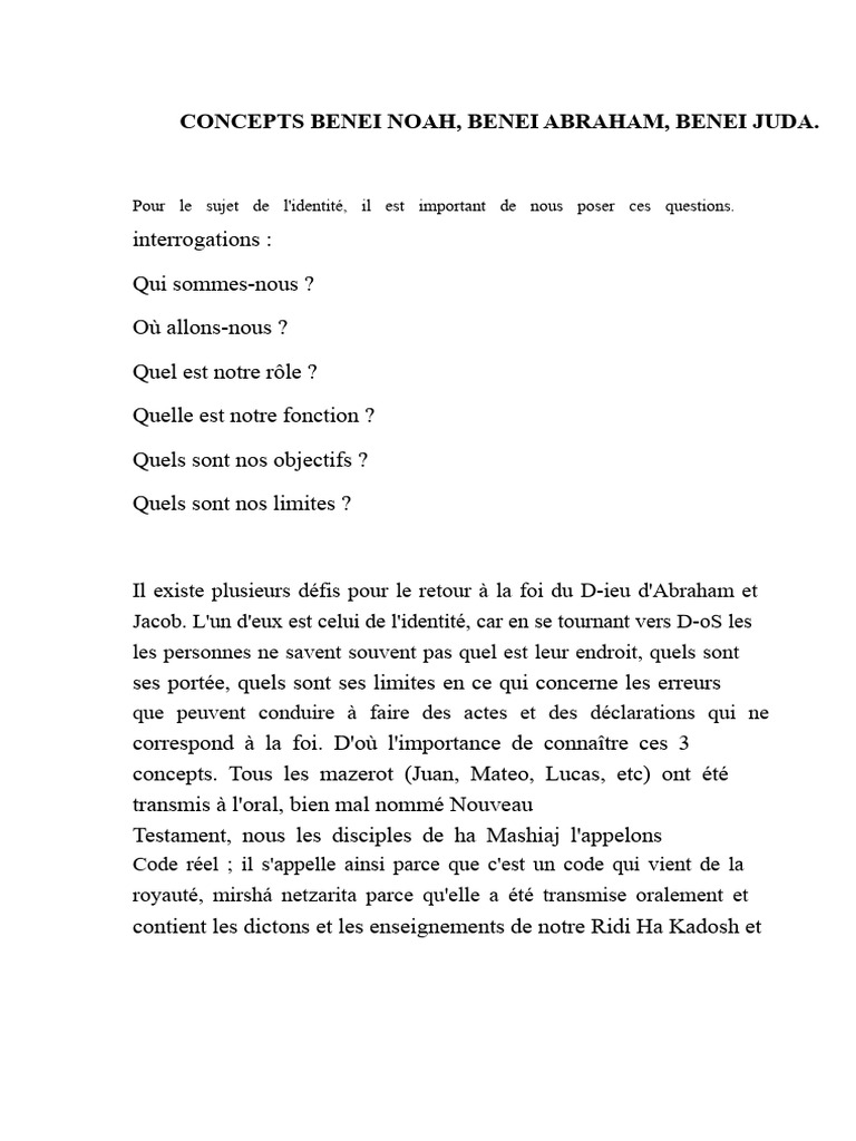 Identité des Benei Noaj et Benei Abraham | PDF | Shabbat | Torah