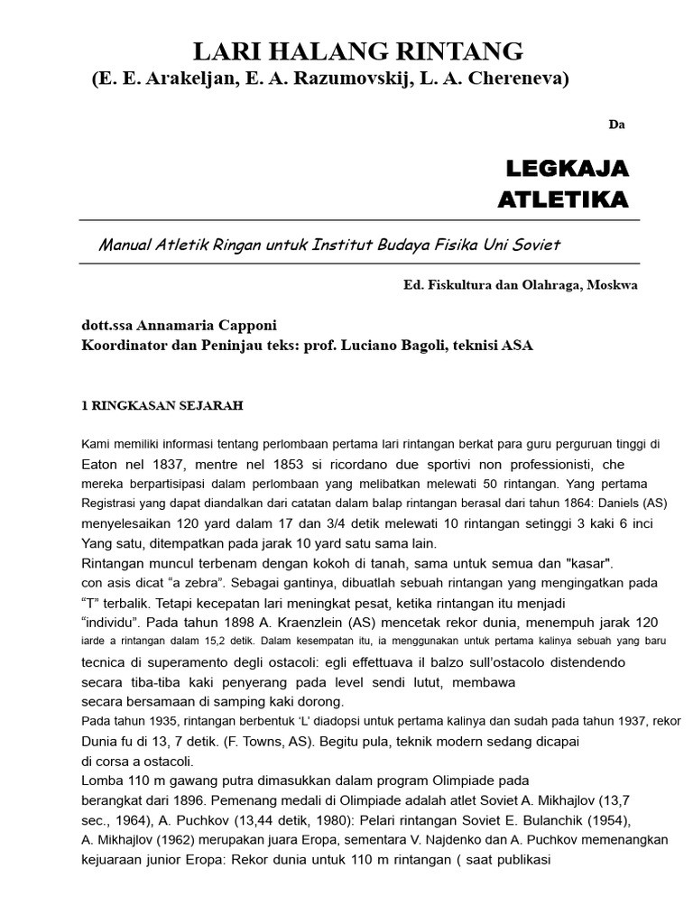 Sejarah dan Teknik Lari Halang Rintangan | PDF