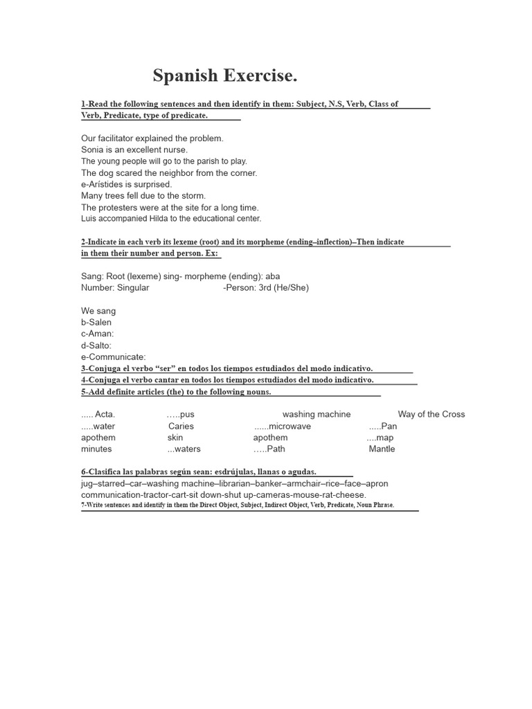 Spanish Exercise | PDF