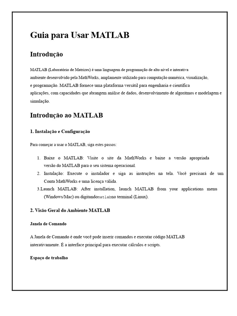 Guia Completo de Uso do MATLAB | PDF | Matlab | Linguagem de script