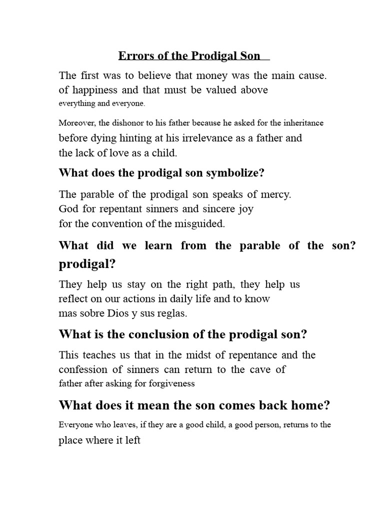 Errors of The Prodigal Son | PDF