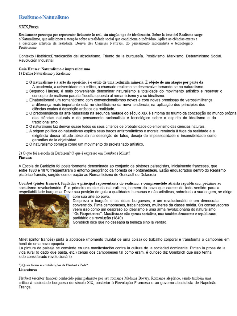 Realismo e Naturalismo no Século XIX | PDF | Realismo (artes ...