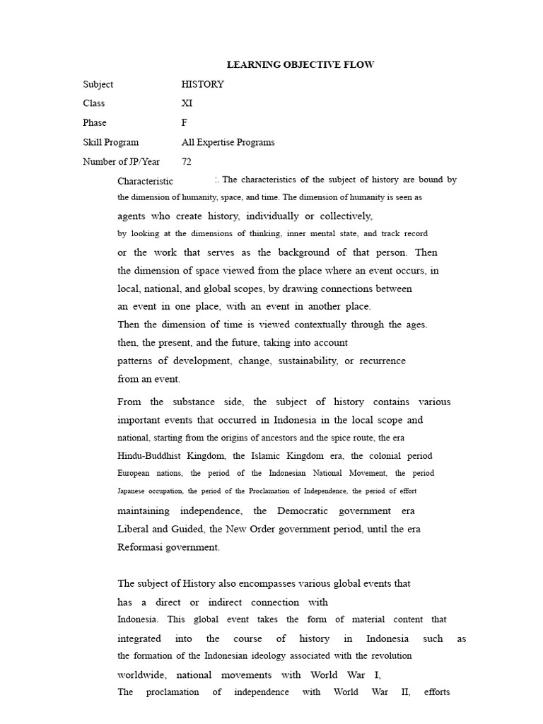 History Learning Objectives for XI Class | PDF | Thought | Science