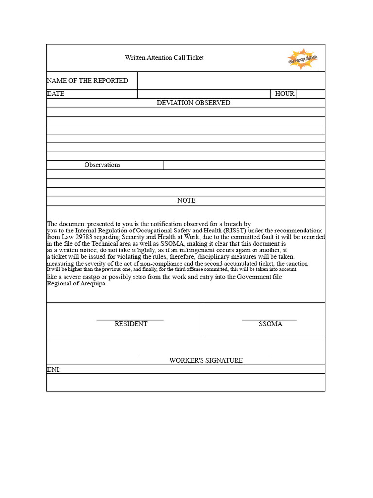 First Warning, TICKET | PDF