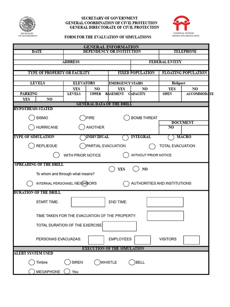 Civil Protection Simulation Evaluation Form | PDF | Emergency ...