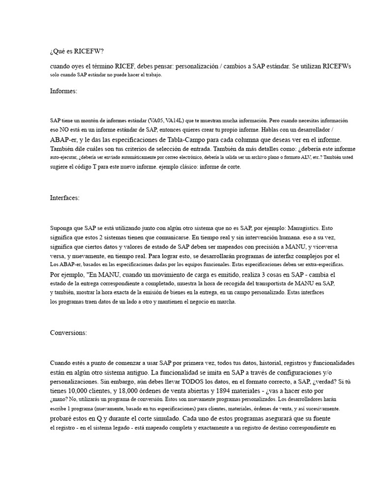 RICEFW | PDF | Software | Procesos de negocio