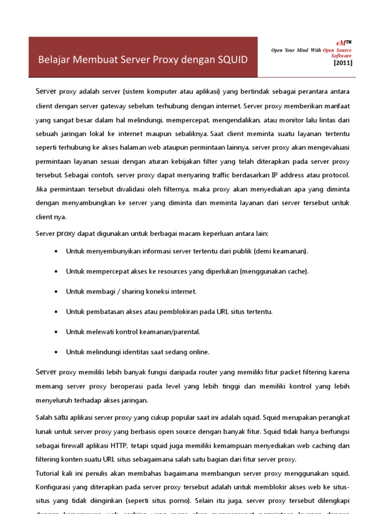 Belajar Membuat Server Proxy Dengan SQUID | PDF