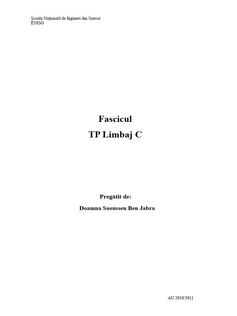 Fascicul de Lucrări Practice Limbaj C | PDF