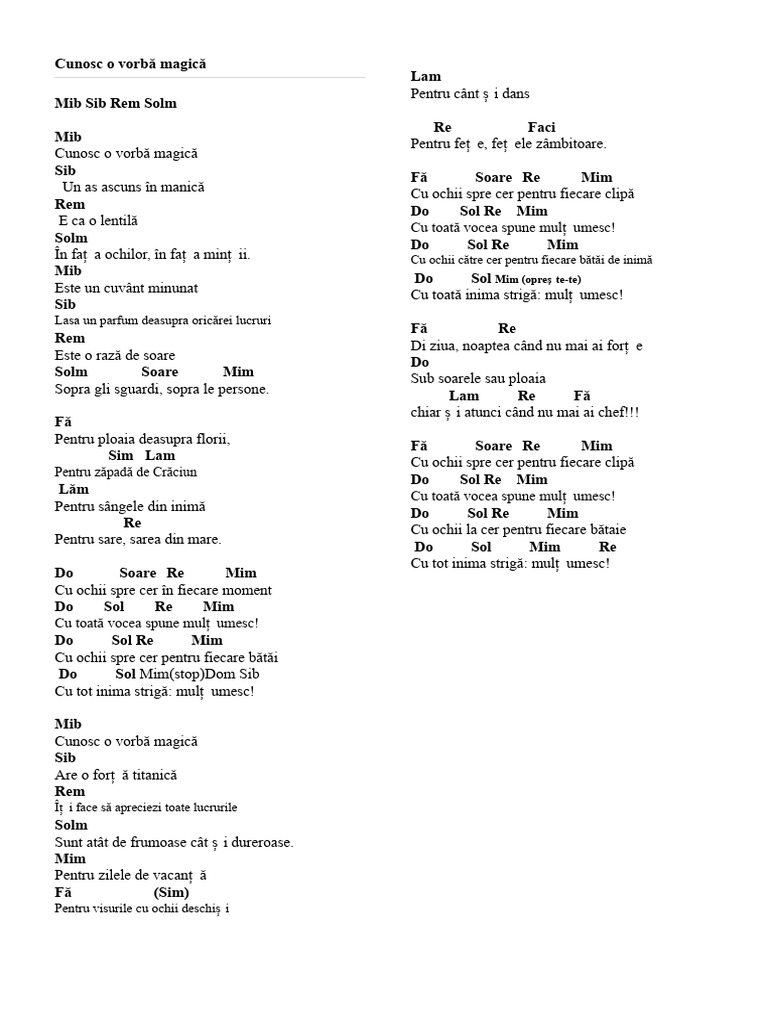 Cunosc o Cuvânt Magic | PDF