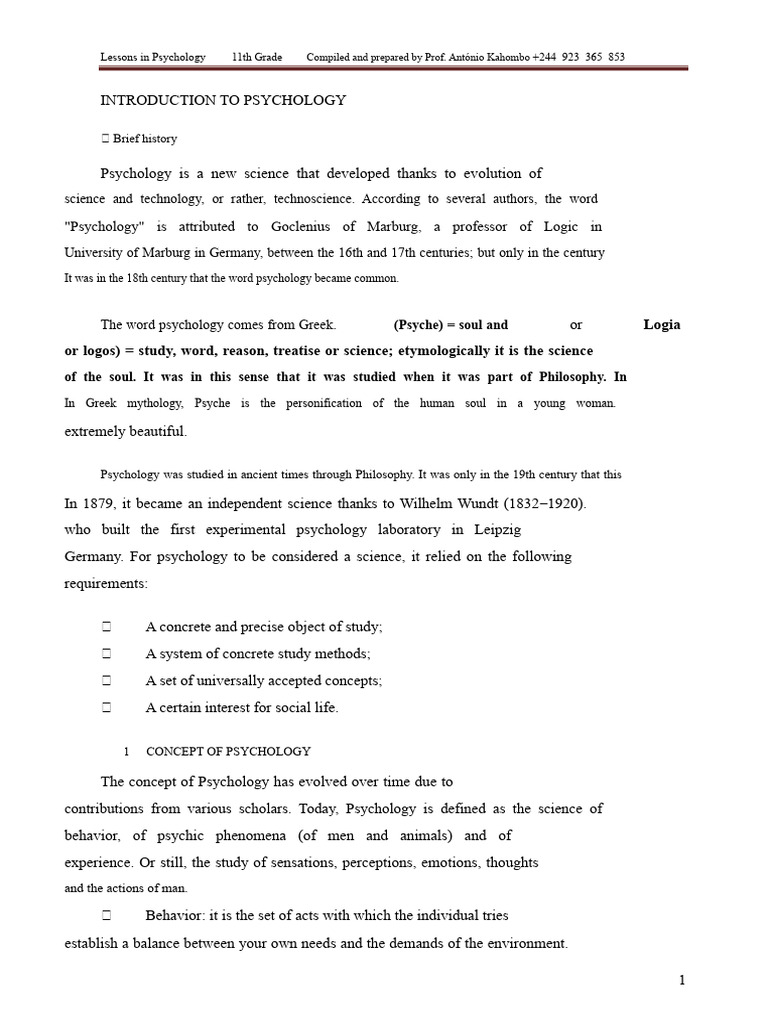 Introduction to Psychology Concepts | PDF | Psychology | Brain