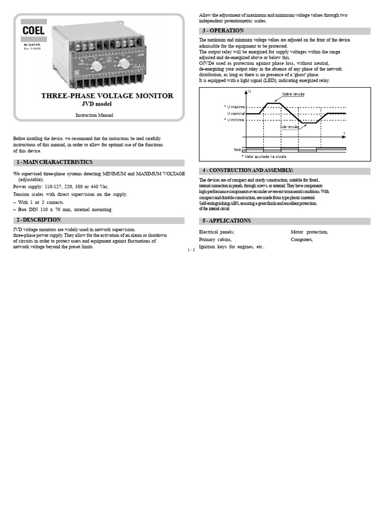 JVD Tension Monitoring Relay | PDF | Relay | Power Supply