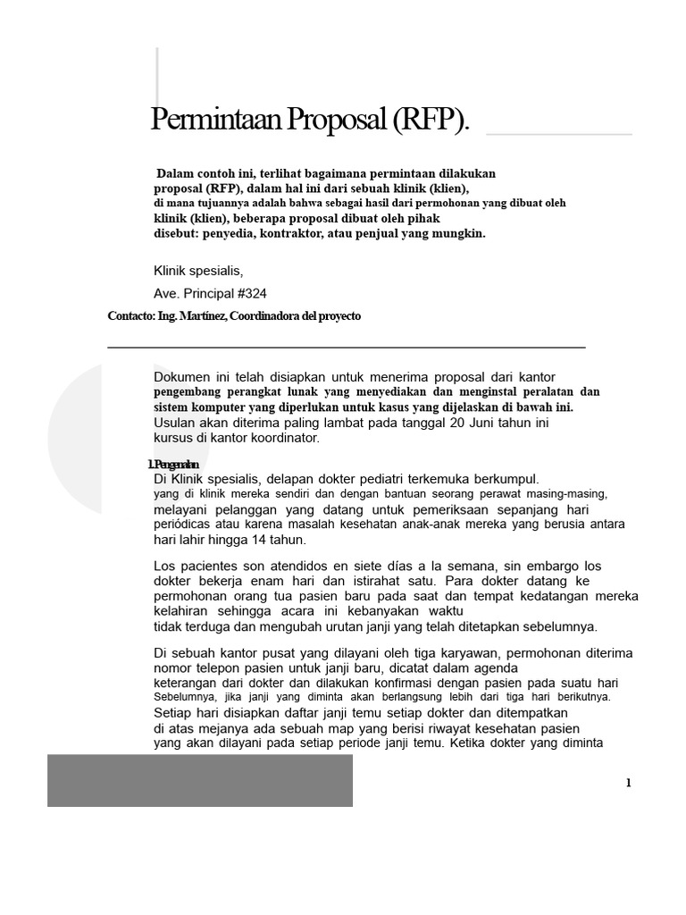 RFP untuk Sistem Manajemen Klinik Spesialis | PDF