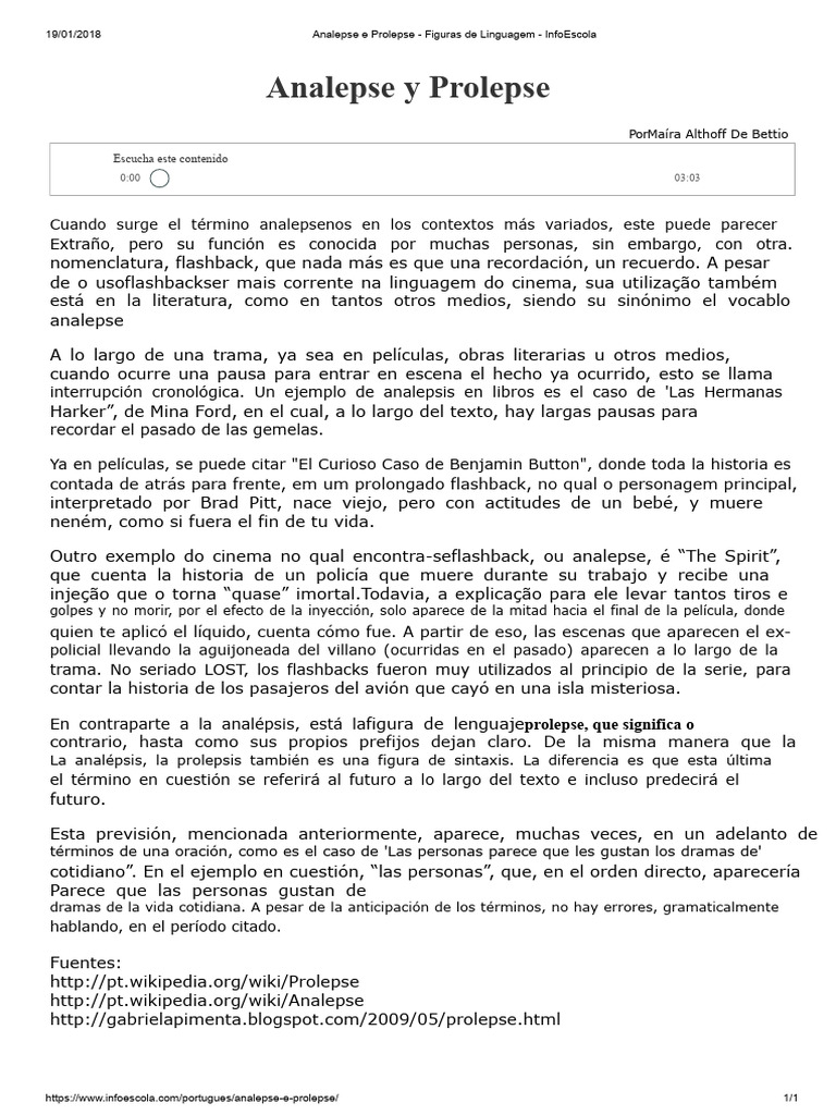 Analepsis y Prolepsis - Figuras Del Lenguaje | PDF