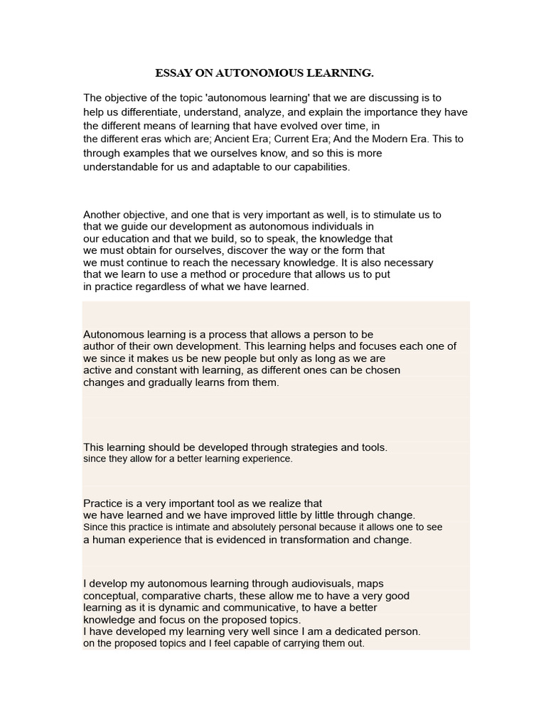 Understanding Autonomous Learning | PDF | Learning | Knowledge