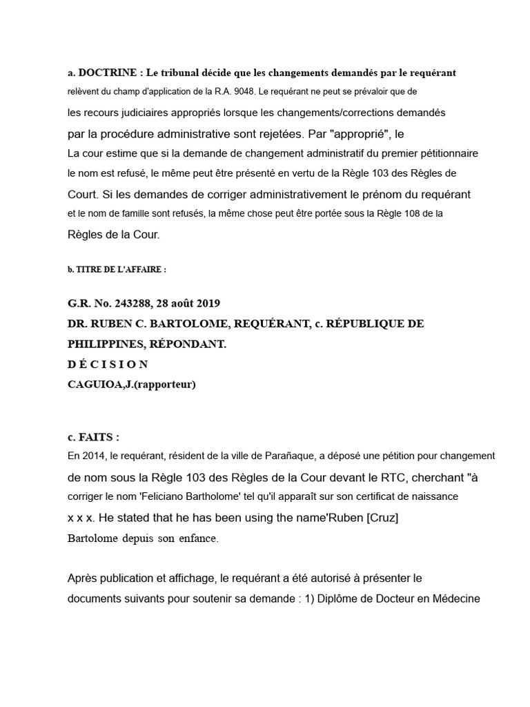 Rejet de la demande de changement de nom | PDF