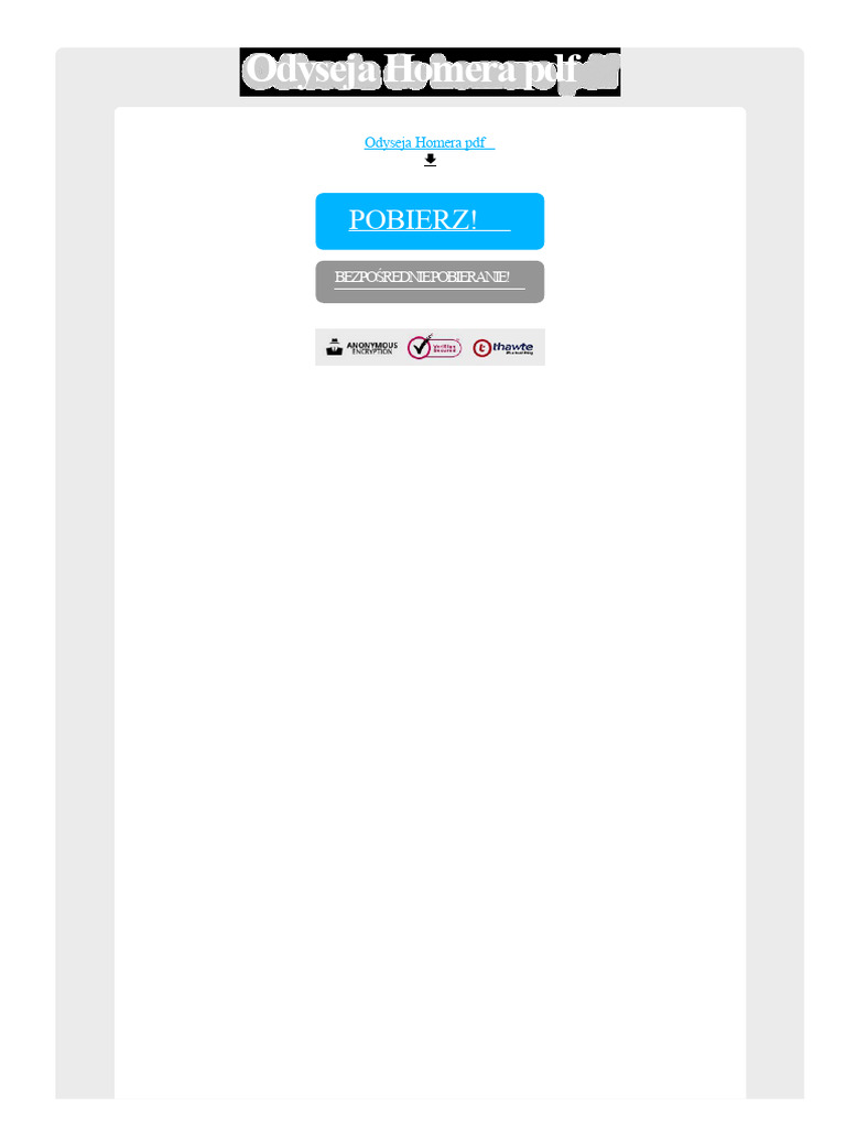 Odyseja Homera PDF | PDF