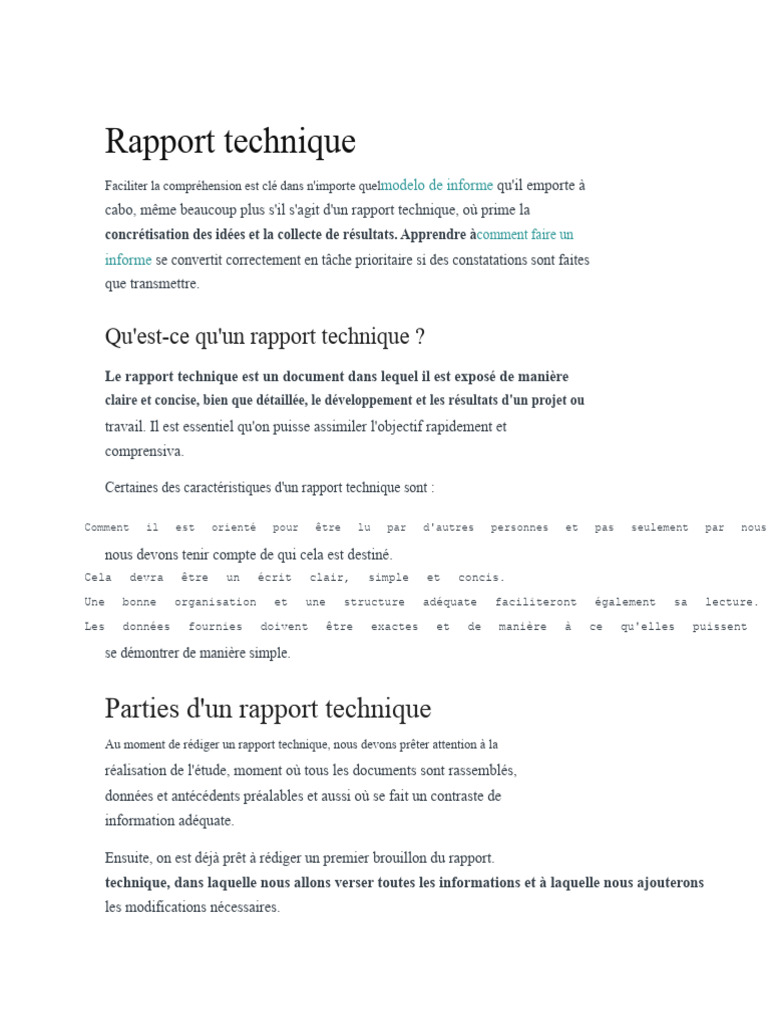 Guide de rédaction d'un rapport technique | PDF