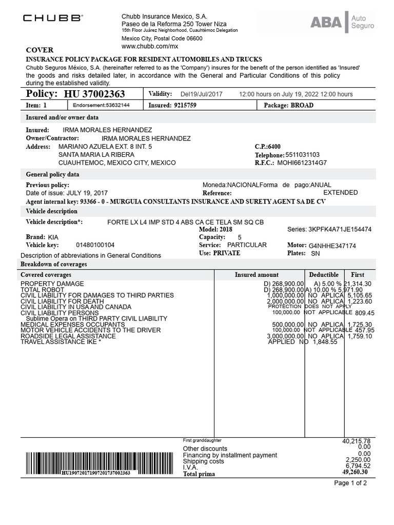 Hu 37002363 | PDF | Insurance | Vehicle Insurance