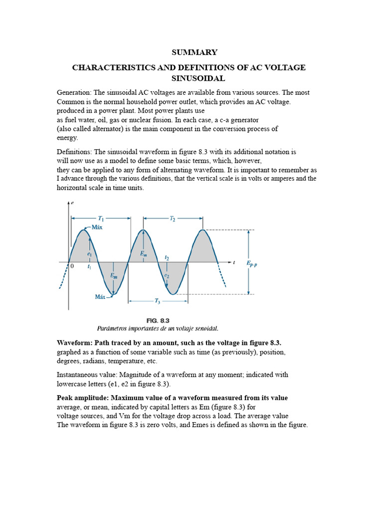 Characteristics of Sinusoidal AC Voltage | PDF | Root Mean Square ...