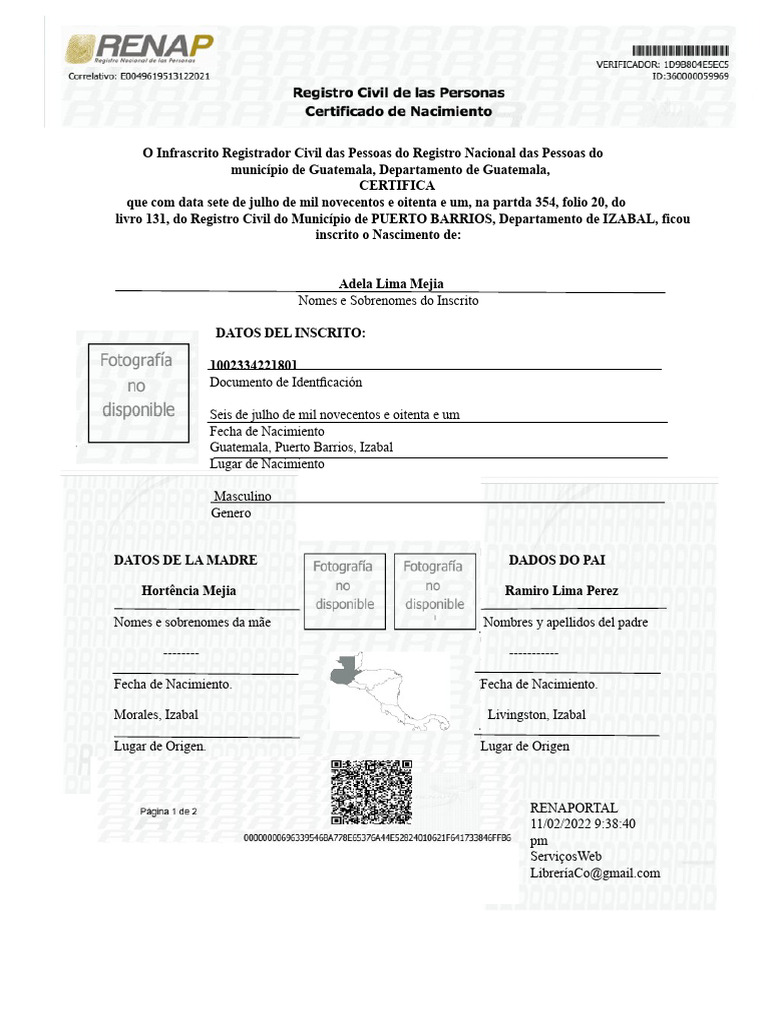 Certidão de NASCIMENTO EDITÁVEL | PDF