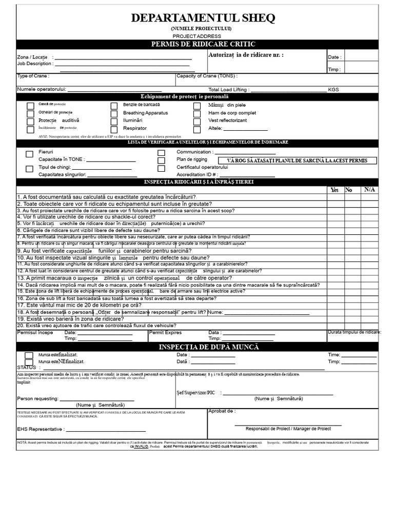 Permis de Ridicare | PDF