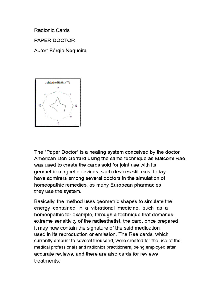 Radionic Cards Doctor of Paper Dr. Don Gerrard | PDF | Medicine ...