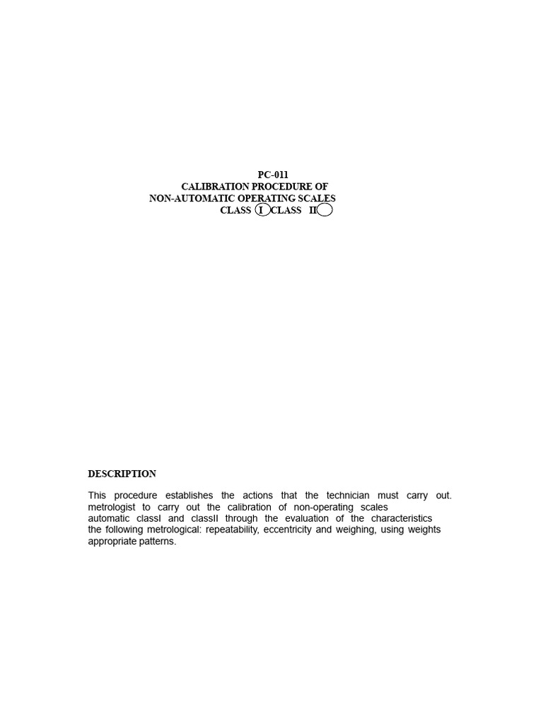 Calibration Procedure for Non-Automatic Scales | PDF | Calibration ...