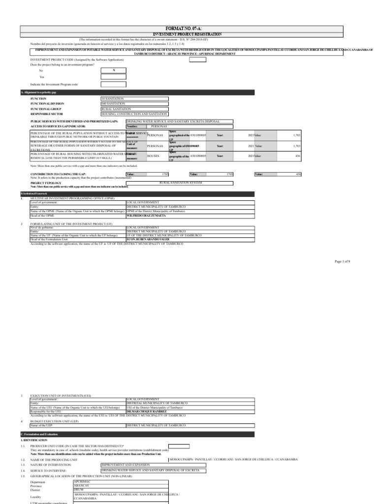 Format 7A | PDF | Sanitation | Infrastructure