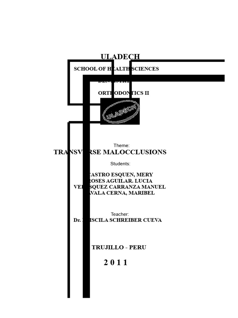 Transverse Malocclusions in Orthodontics | PDF | Dentistry | Tooth
