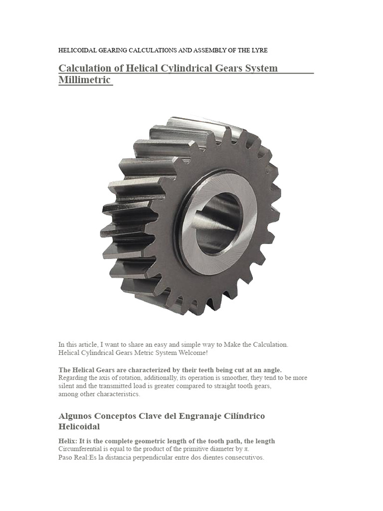 Helical Gear Calculation Guide | PDF | Gear | Helix