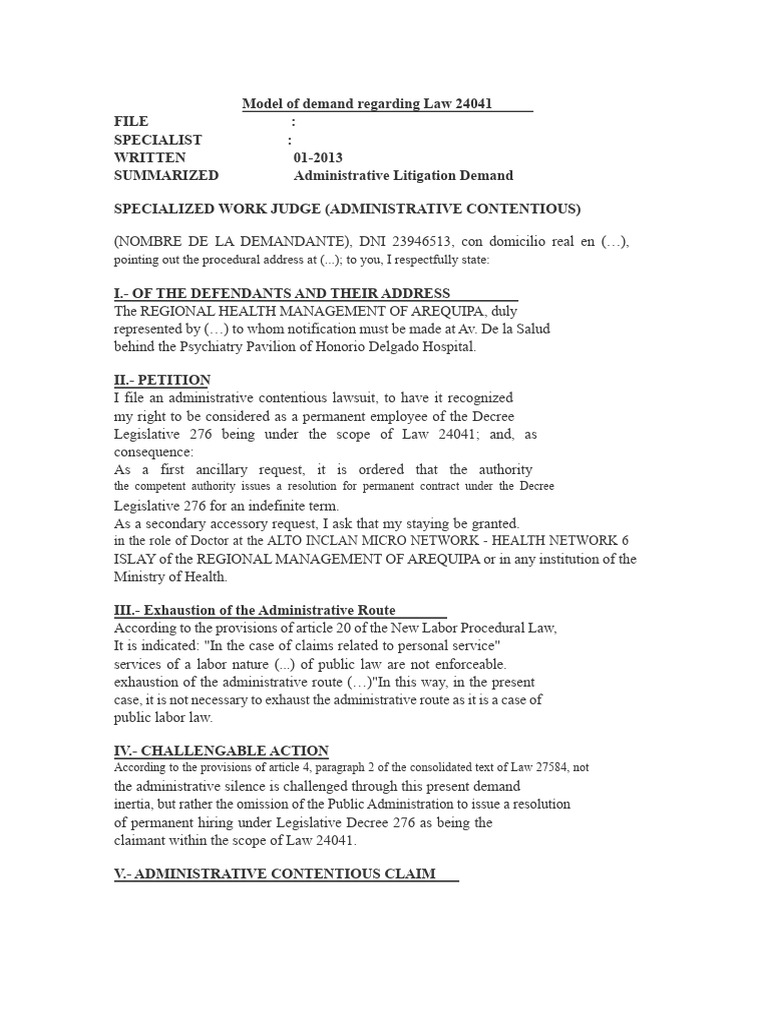 Demand Law 24041 | PDF | Lawsuit | Justice