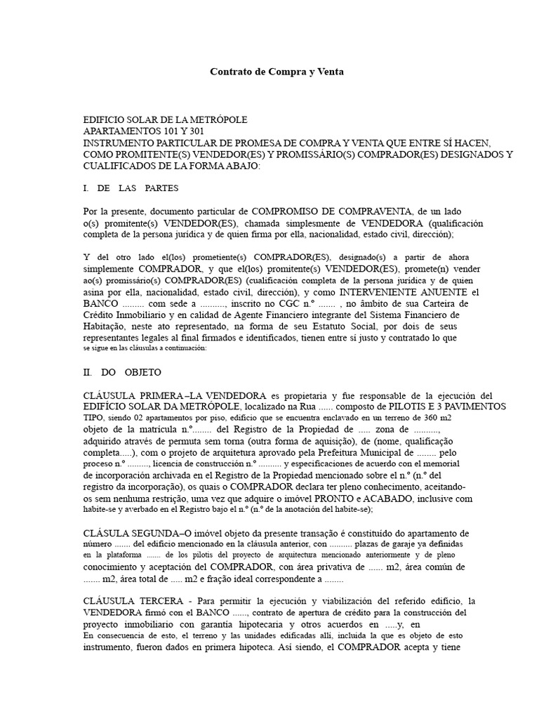 Contrato de Compra y Venta de Inmueble | PDF | Hipotecas | Derecho privado