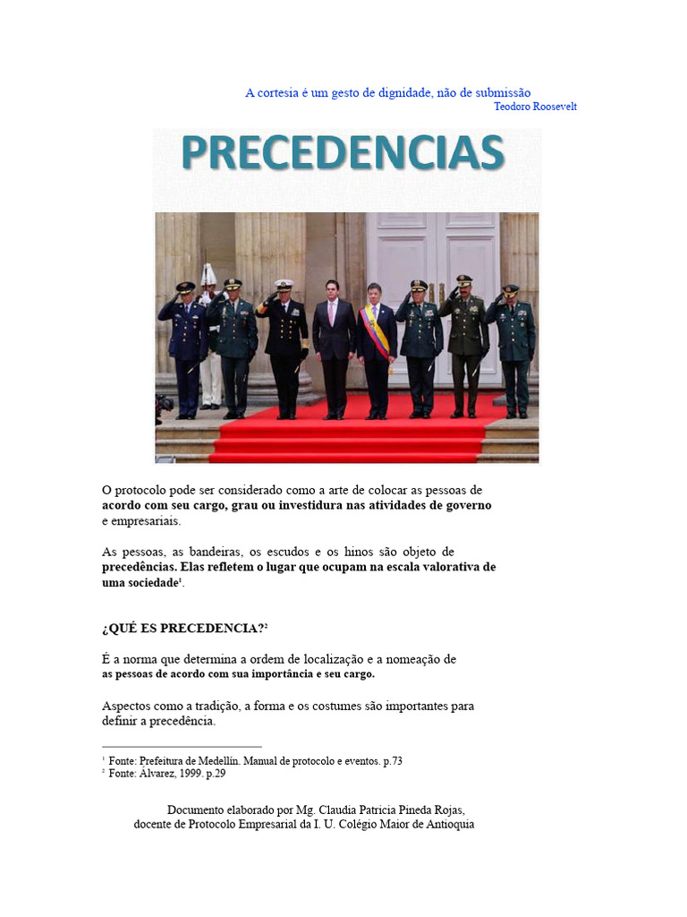 Entendendo a Precedência no Protocolo | PDF | Bandeira | Colômbia