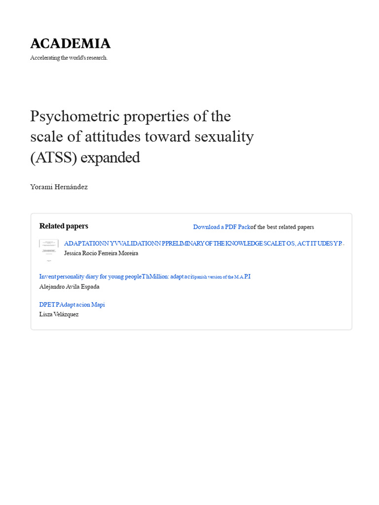 Psychometric Validation of ATSS Scale | PDF | Attitude (Psychology ...
