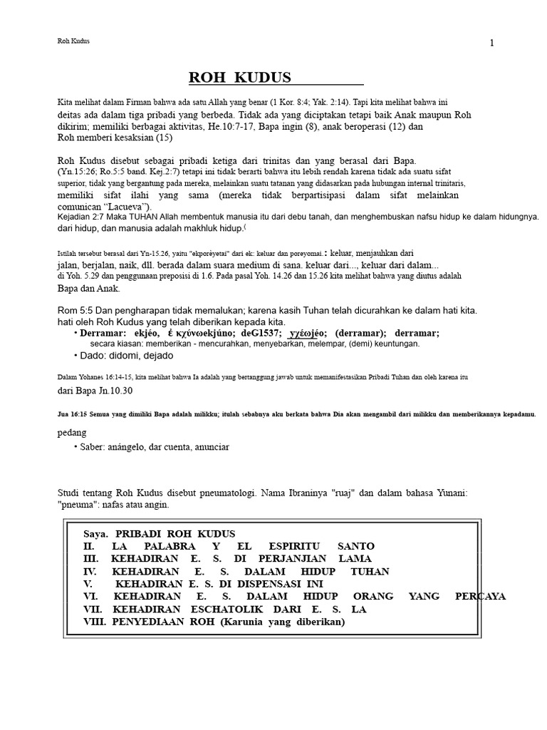 Pemahaman Roh Kudus dalam Trinitas | PDF