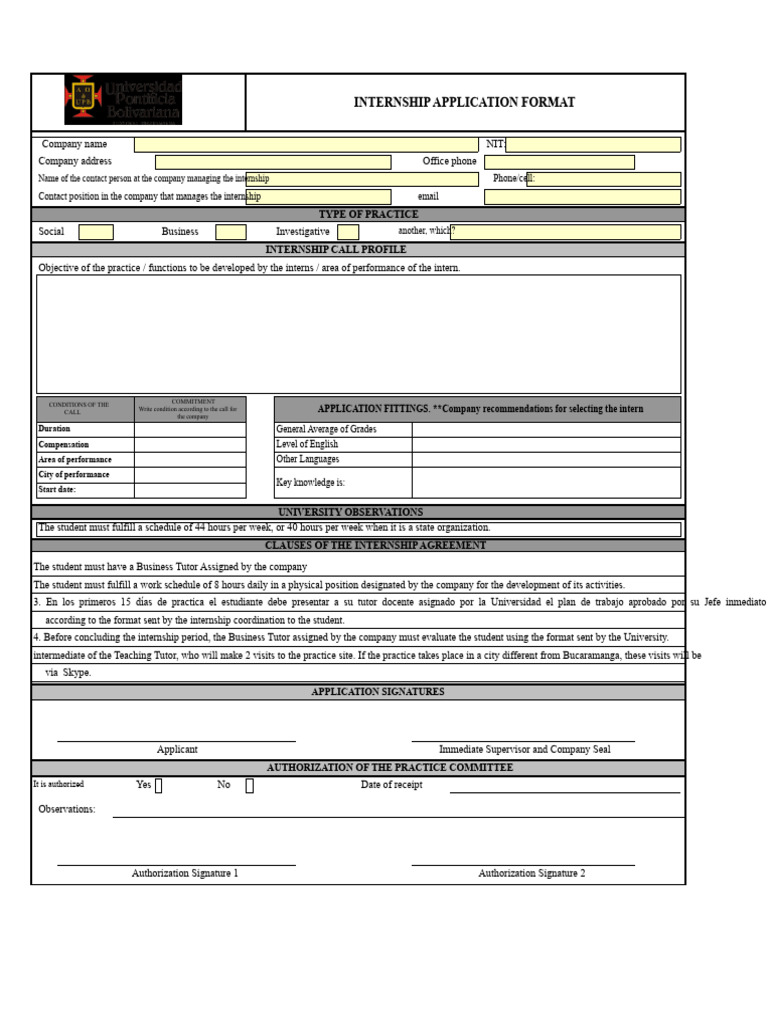 Internship Application Format Guide | PDF