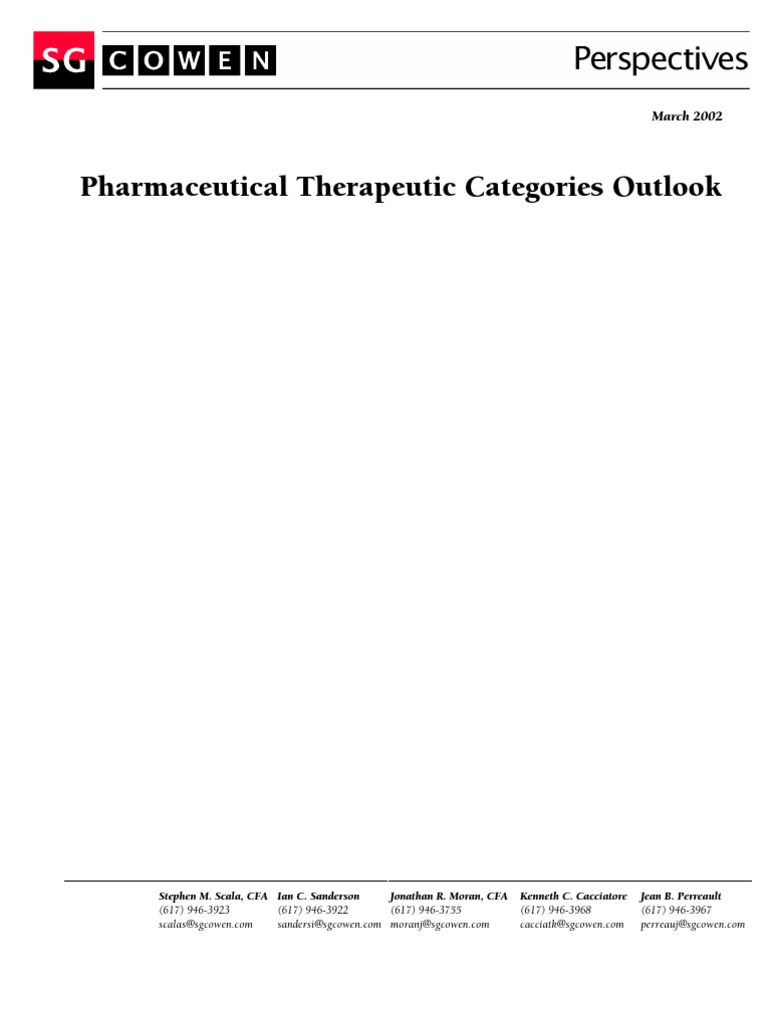Pharmaceutical Therapeutic Categories Outlook March 2002 PDF