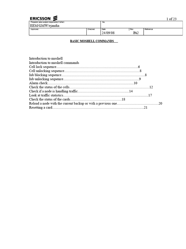 Basic Moshell Commands Guide | PDF | Computing